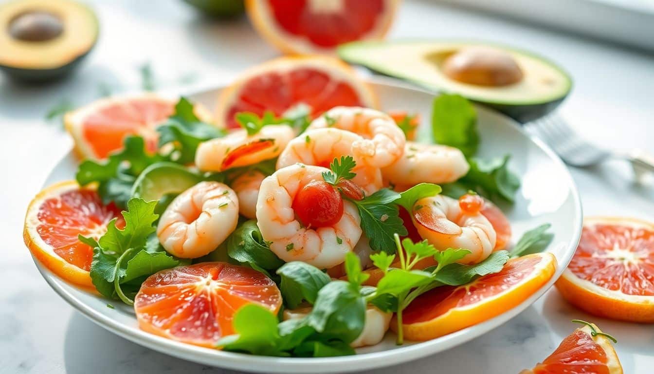 recette minceur pamplemousse et crevette